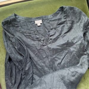 J. Jill Black Linen Popover Top, Sz S, EUC